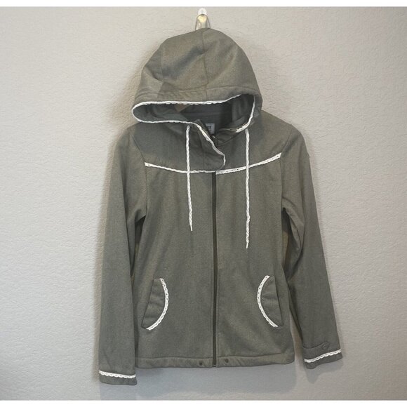 Roxy Jacket Size Small Womens Army Green Khaki L/S Full Zip Hooded Pockets - Picture 2 of 8